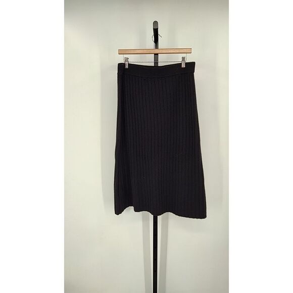 Quince Women Mongolian Cashmere Midi Skirt Black L - Picture 2 of 2